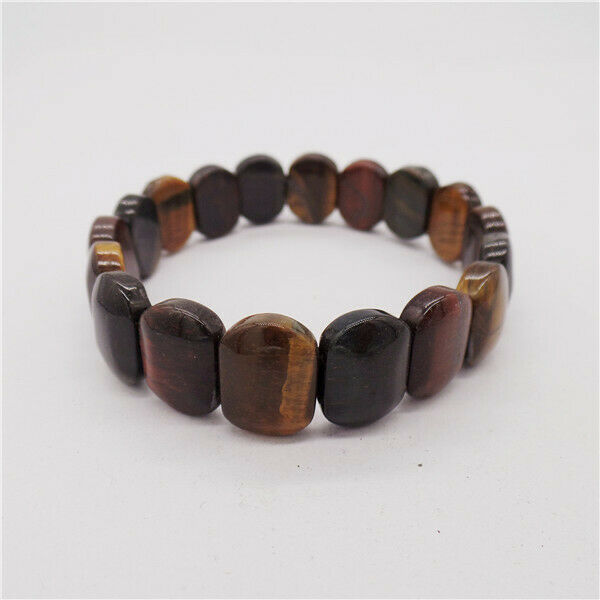 1 Strand Red Tiger Eye Gem Rectangle Beads Hand Row Elastic Bracelets HH9714
