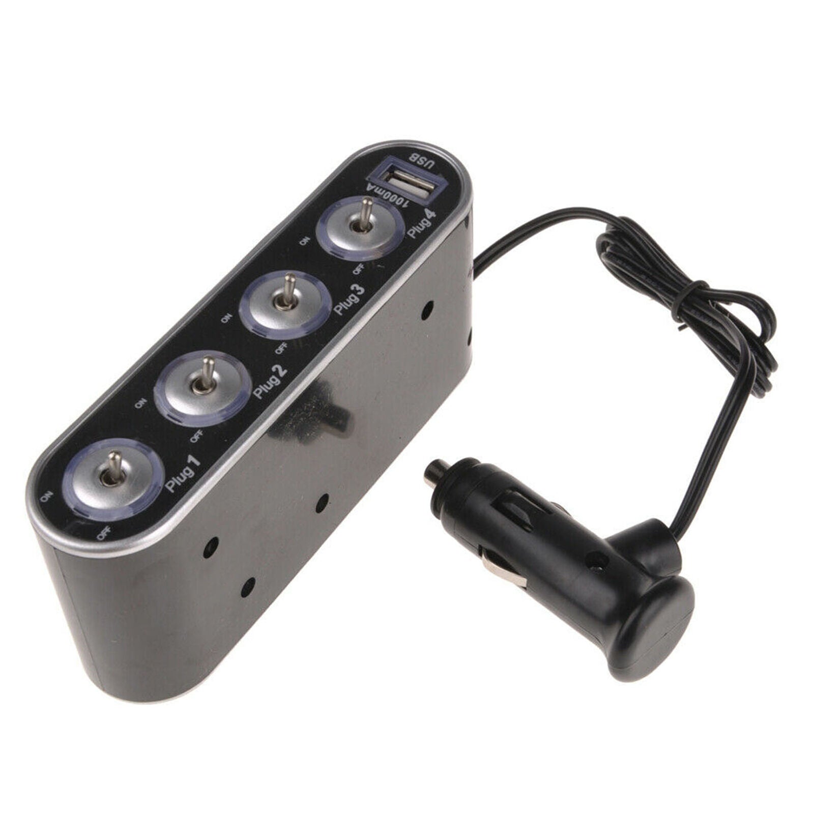 12V/24V 4-WAY MULTI SOCKET CAR  LIGHTER SPLITTER + USB PORT CHARGER
