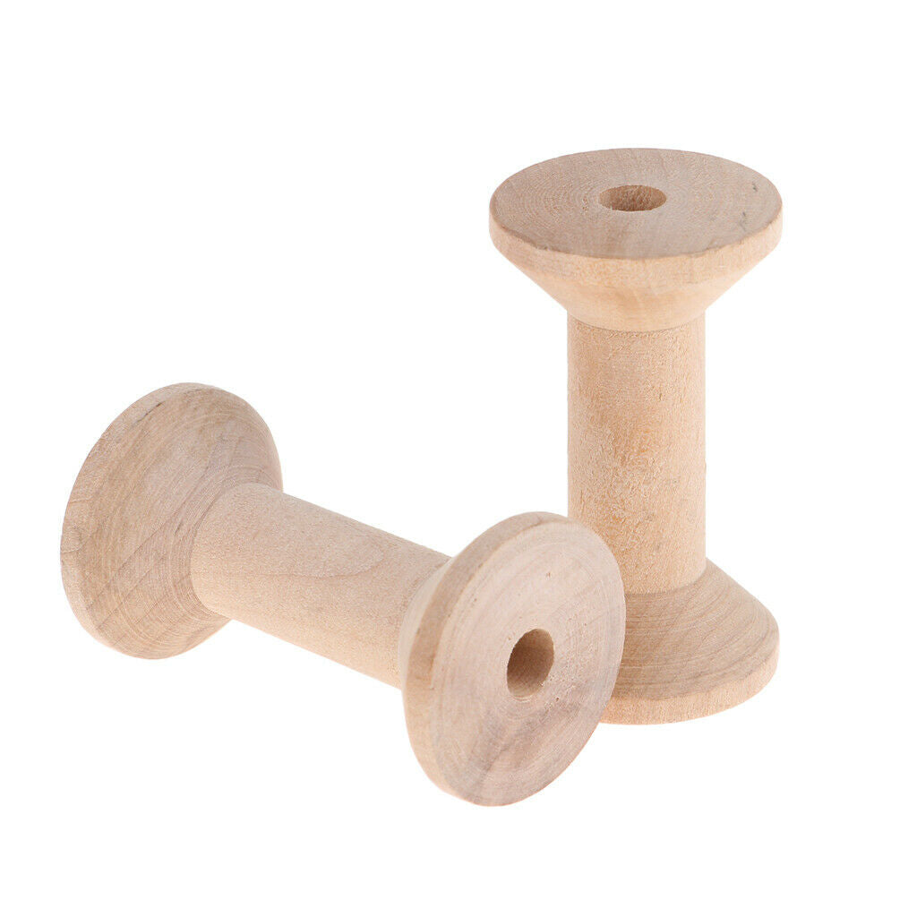 10 Pieces Empty Wooden Coil Bobbin Natural Wood, 3.5 X 6 Cm