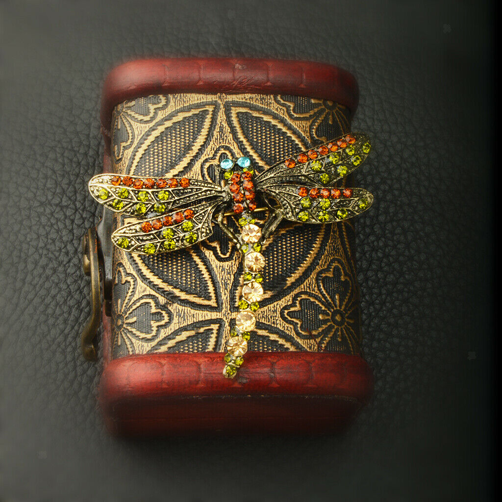 2pcs Women Alloy Metal Crystal Rhinestone Dragonfly Pin Brooches