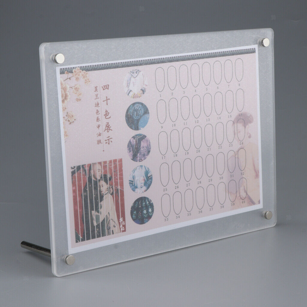 Pro 40 Colors Nail Polish Display Chart Book Color Card Acrylic Stand Board