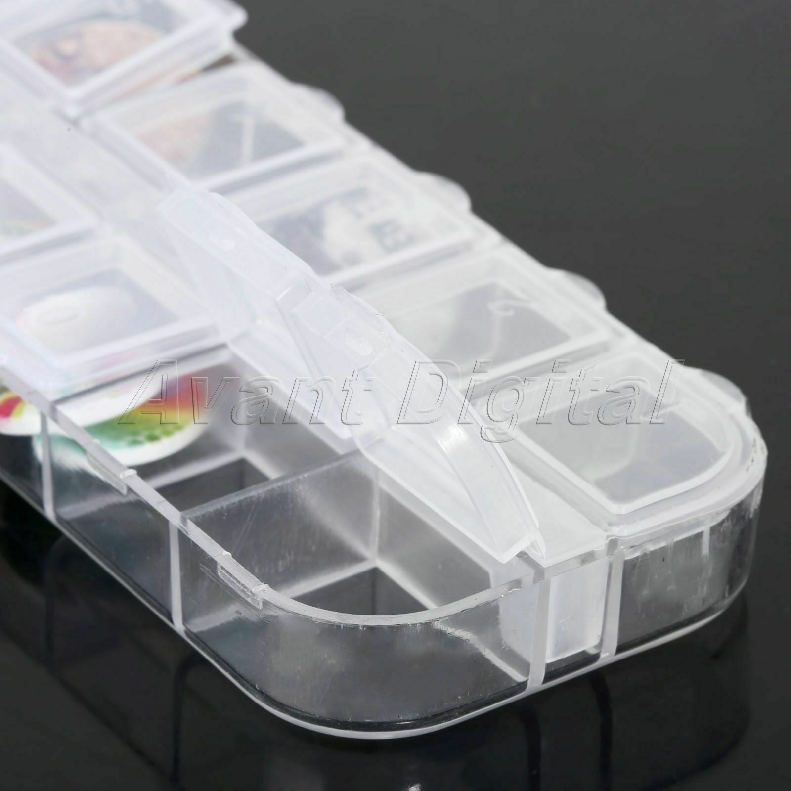 12 Slots Portable Clear Plastic Storage Holder Jewellery Bead Organizer Box Case
