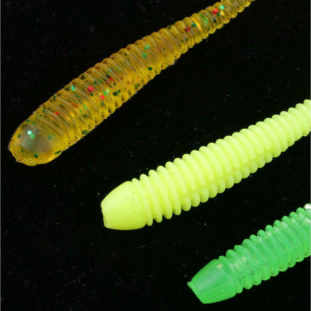 10Pcs T Tail Soft Fishing Baits Grub Worm Artificial Fishing Lure