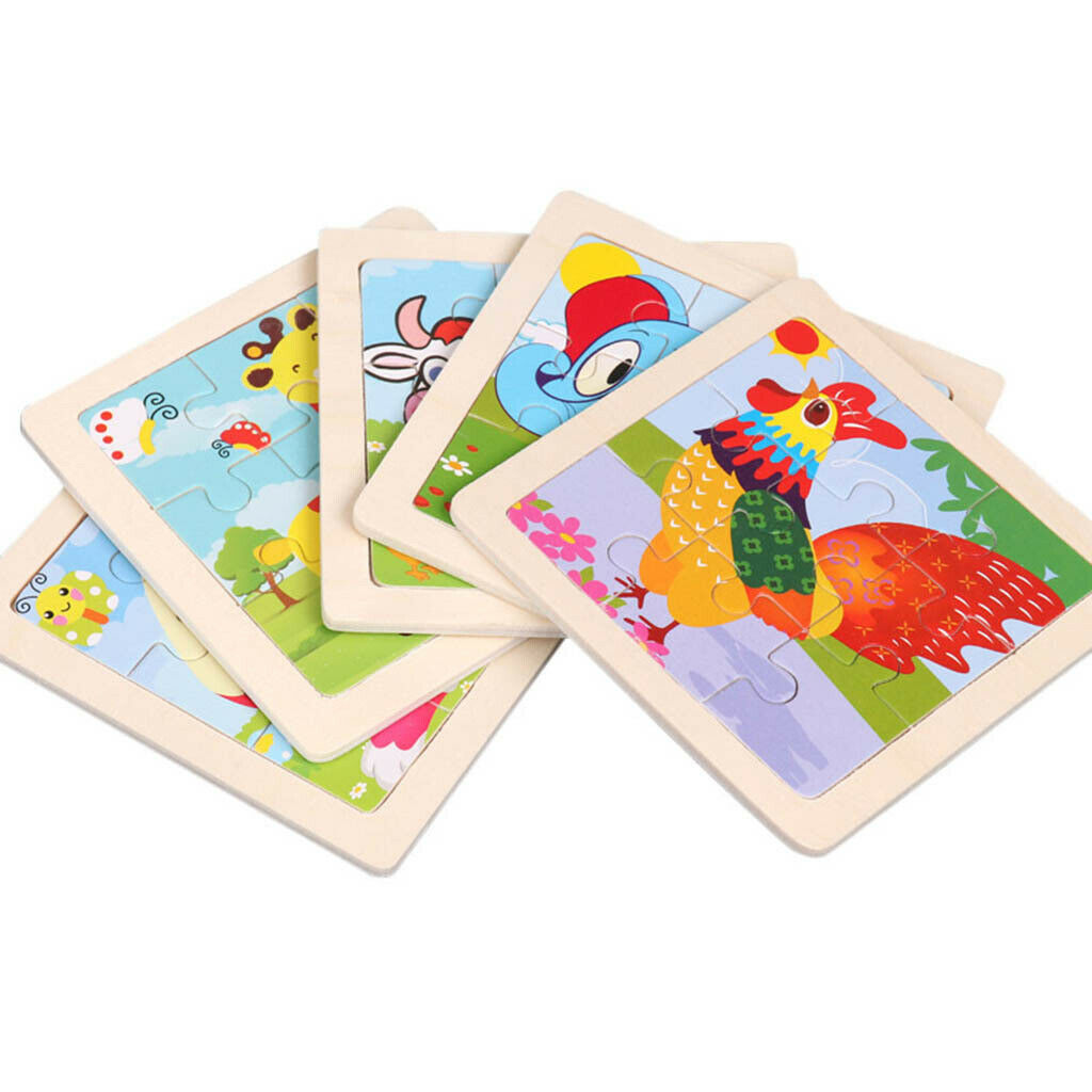 Wooden Animal Puzzle Toys for Kids Toddler Hand Grasp Jigsaw Toys Gift
