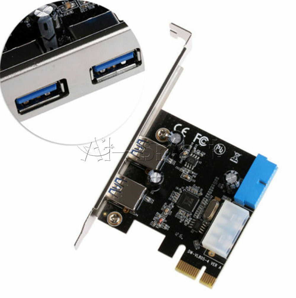 PCI 2Ports Exprimer USB 3.0 Panneau Avant + 4-Pin & 20 Broche ContrÃ´le Carte (B)
