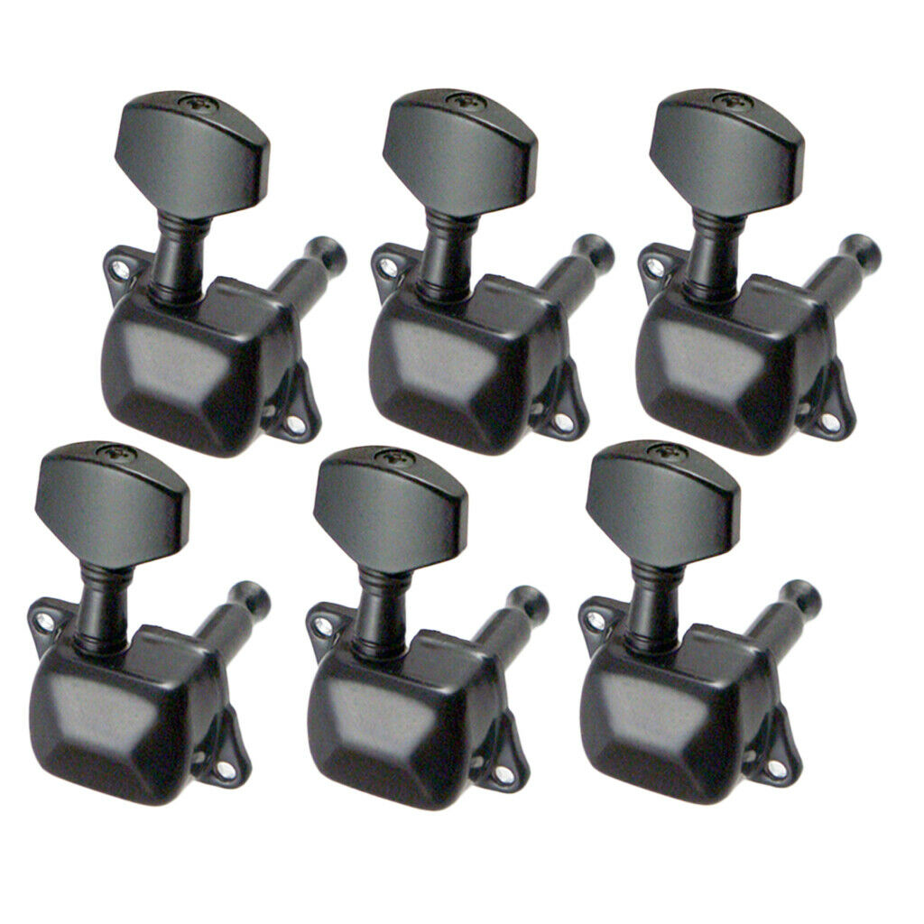 6PCS Semiclosed Guitar Tuning Pegs 6R for Acoustic Guitar Accessory Black