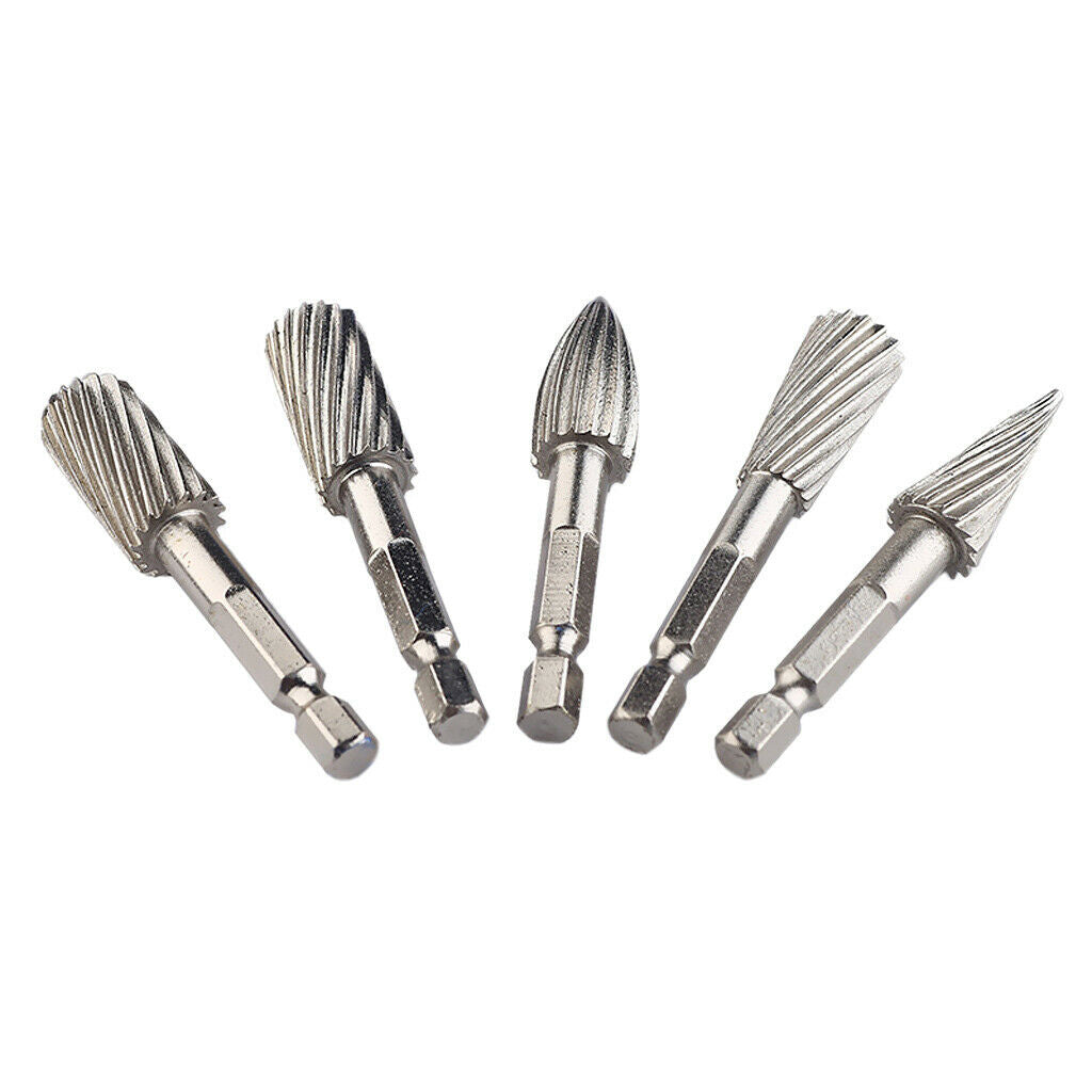 Set Of 5pc1/4 Burr Bits Grinder  Rotary Cutter Files For Rotary Craft