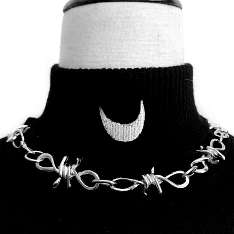 Punk Women Men Thorns Chain Pendant Choker Necklace Hip Hop Jewelry Gift .l8