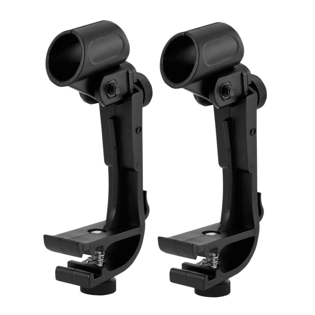 Pack of 2 Mic Microphone Stand Clamp Holder Mic Clip Holder Clip-on Stand