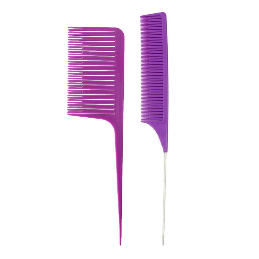 Fine&Wide Tooth Weave Highlight Foiling Hair Combs Dyeing Comb Brush Purple