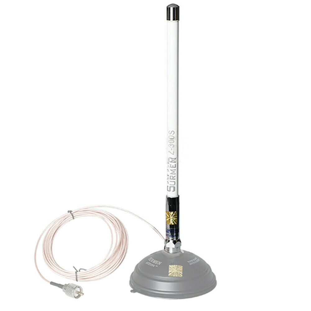 White NEW Fiberglass Mobile Radio Antenna SURMEN Z-300S 144/430 MHz for ICOM