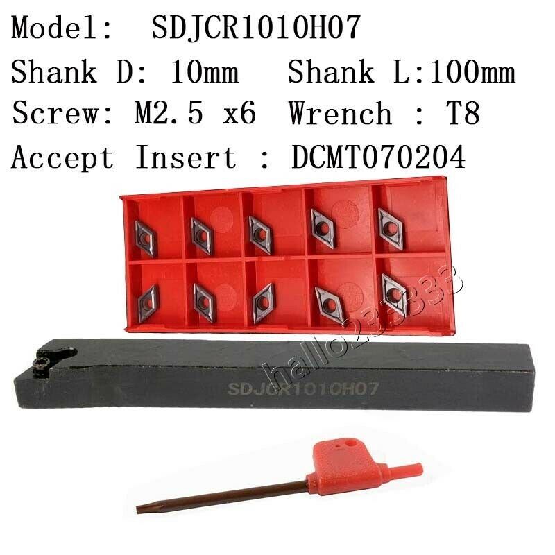 93° SDJCR1010H07 lathe External Turning Tool Holder+ DCMT070204 BP010 CNC insert