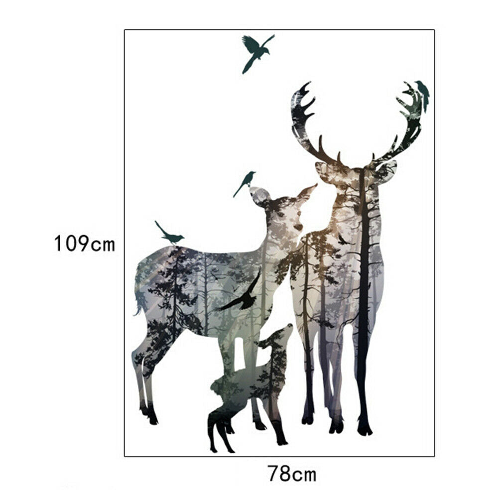 removable deer forest wall stickers decals art mural vinyl jfome decor di.l8
