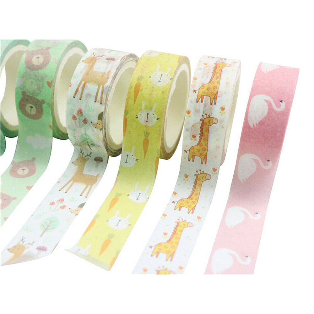 8 Rolls Cute Animal Pattern Washi Paper Tape Stickers Scrapbooking Planner DIY