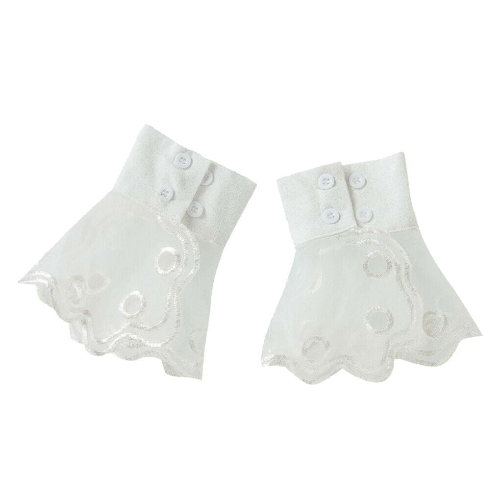 2pcs Womens Chiffon False Sleeves Lace Cuffs Wrist Cuffs Decorative Cuff