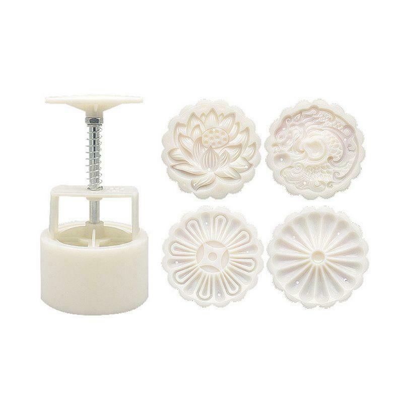 150g Mooncake Mold 4pcs Flowers Stamps Hand Press Moon Cake Pastry Mould DIY