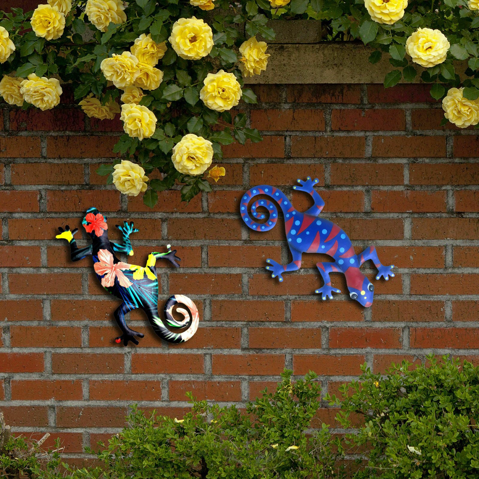 2x Gecko Wall Art Decor Lizard for Home Living Room Garden Yard Patio Fence