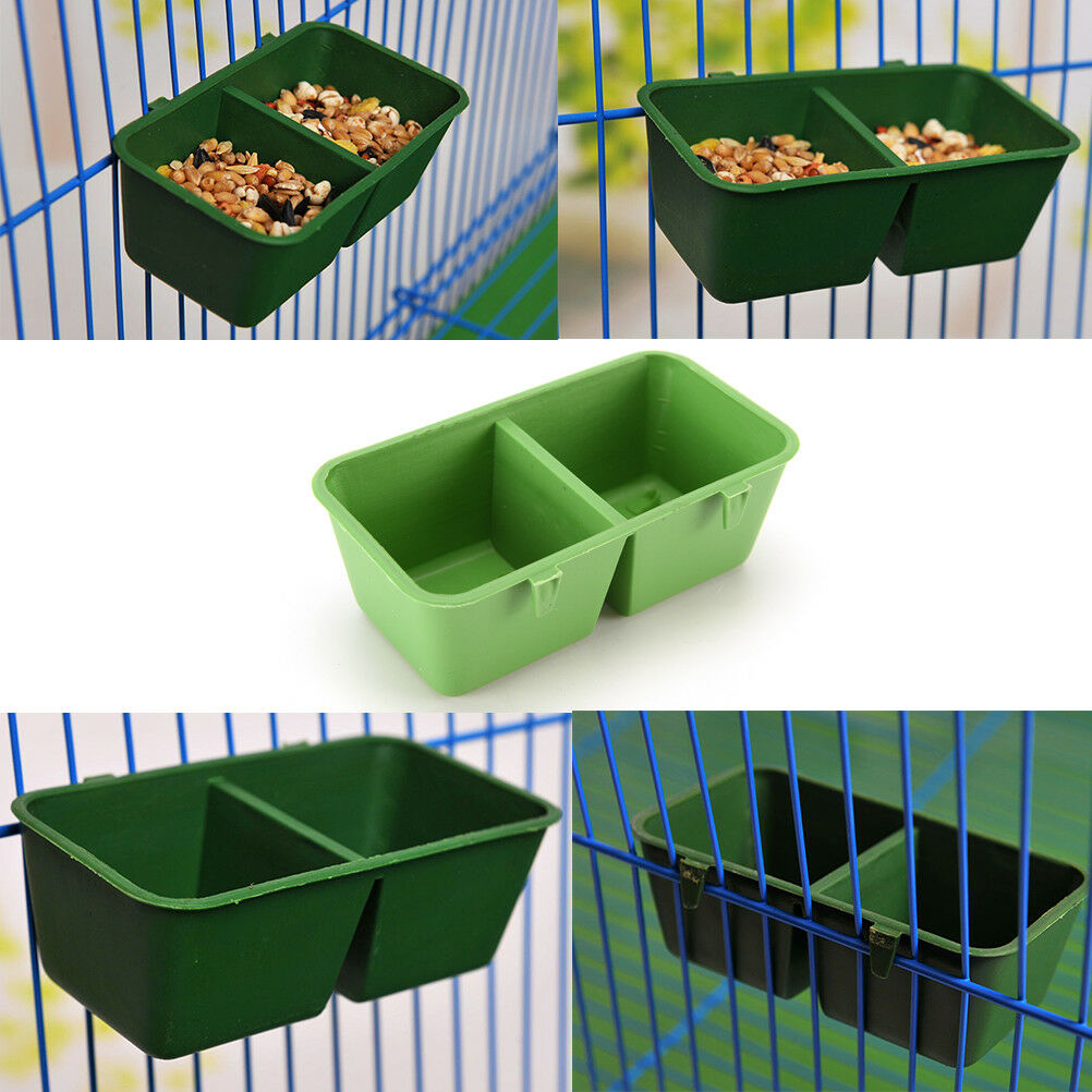 2 in 1 Parrot Food Water Bowl Cups Bird Pigeons Cage Sand Cup Feeding Feed.l8