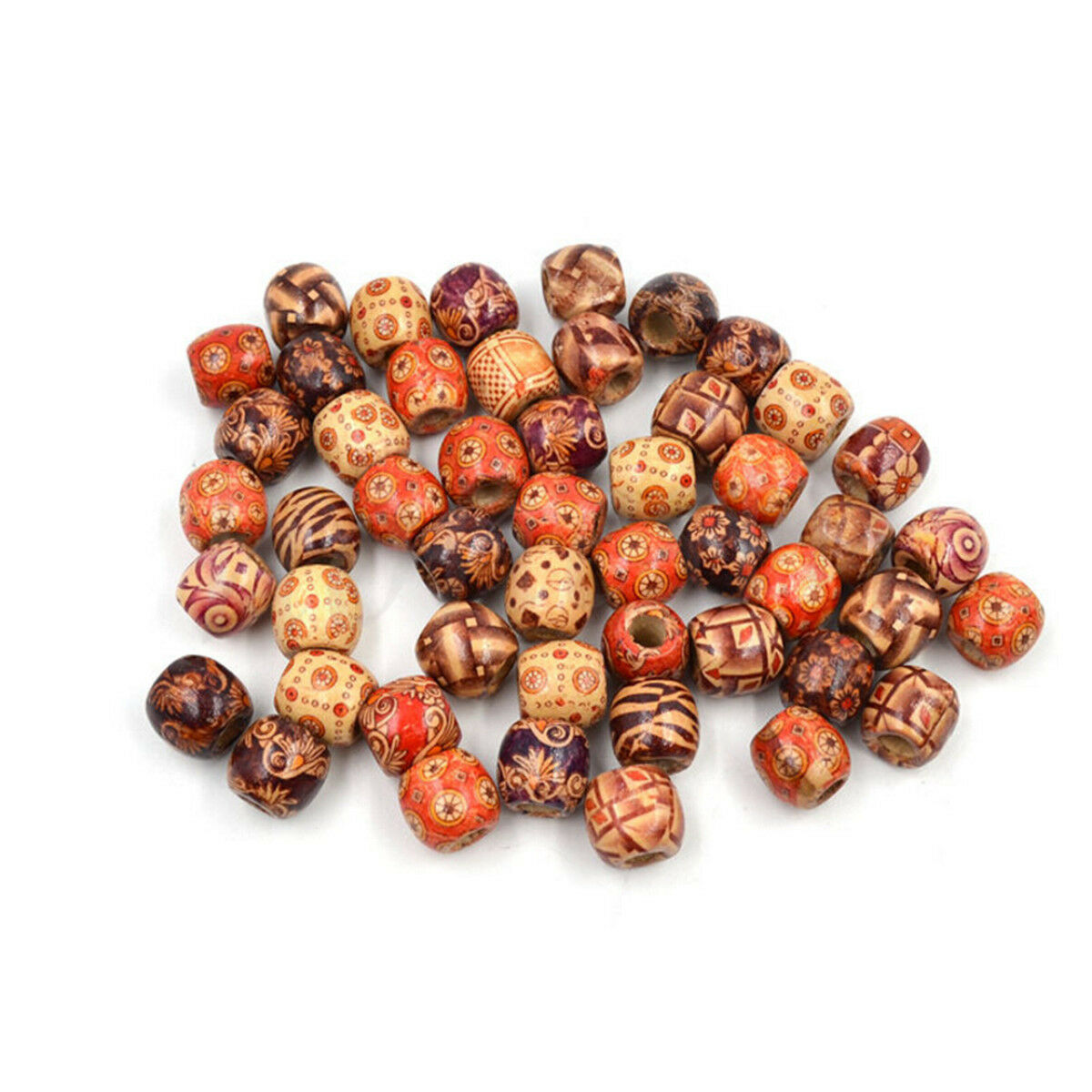 50Pcs Wooden Dreadlock Hair Beads for Braid Hair Extension DIY Jewelry Craft