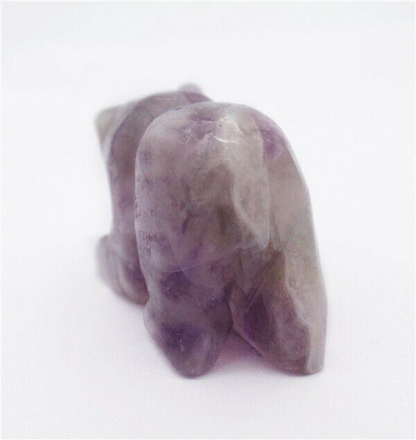 38x25x16mm Natural Purple Amethyst Carved Bear Decoration Statue Decor HH7748