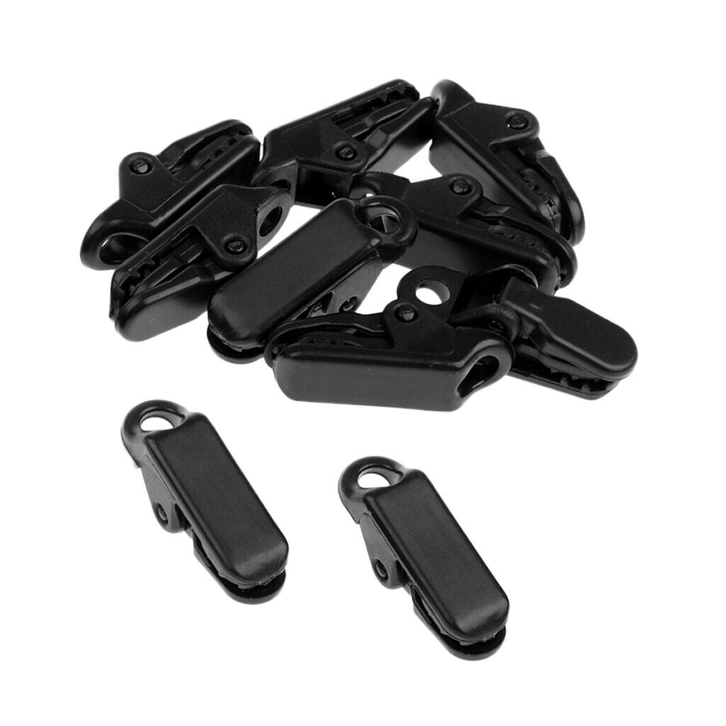 10pcs Camping Tent Clips Accessories Outdoor Tent Clamp Black Hanging Hooks