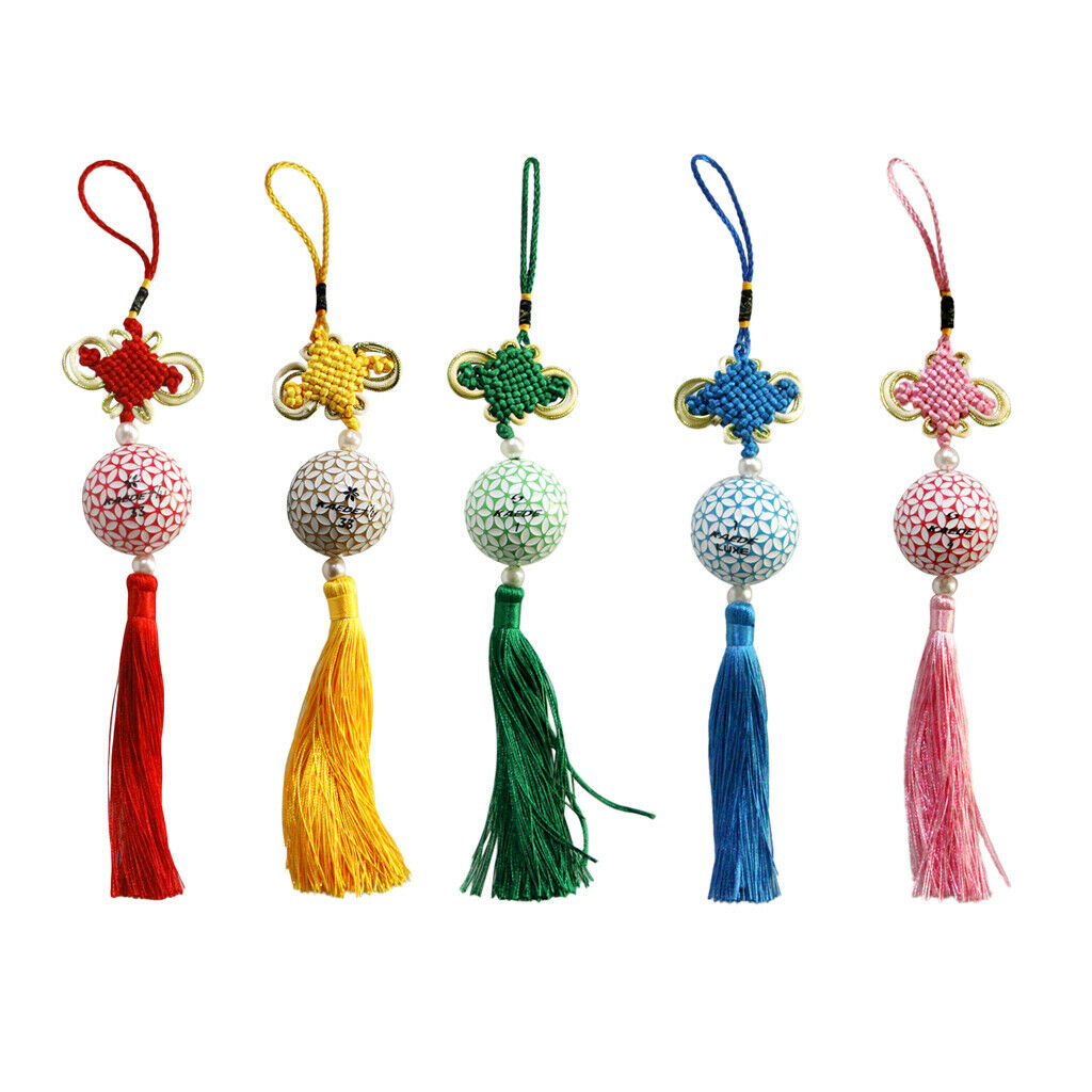 Chinese Knot Tassel with Golf Ball Home Car Office Hanging Decoration Red