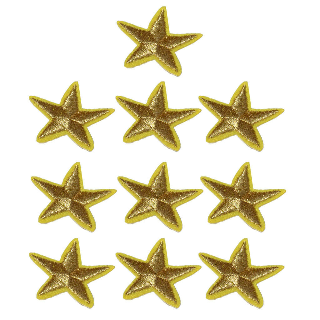 10pcs Yellow Star Patch Iron On Sew On Embroidered Badge Embroidery Applique