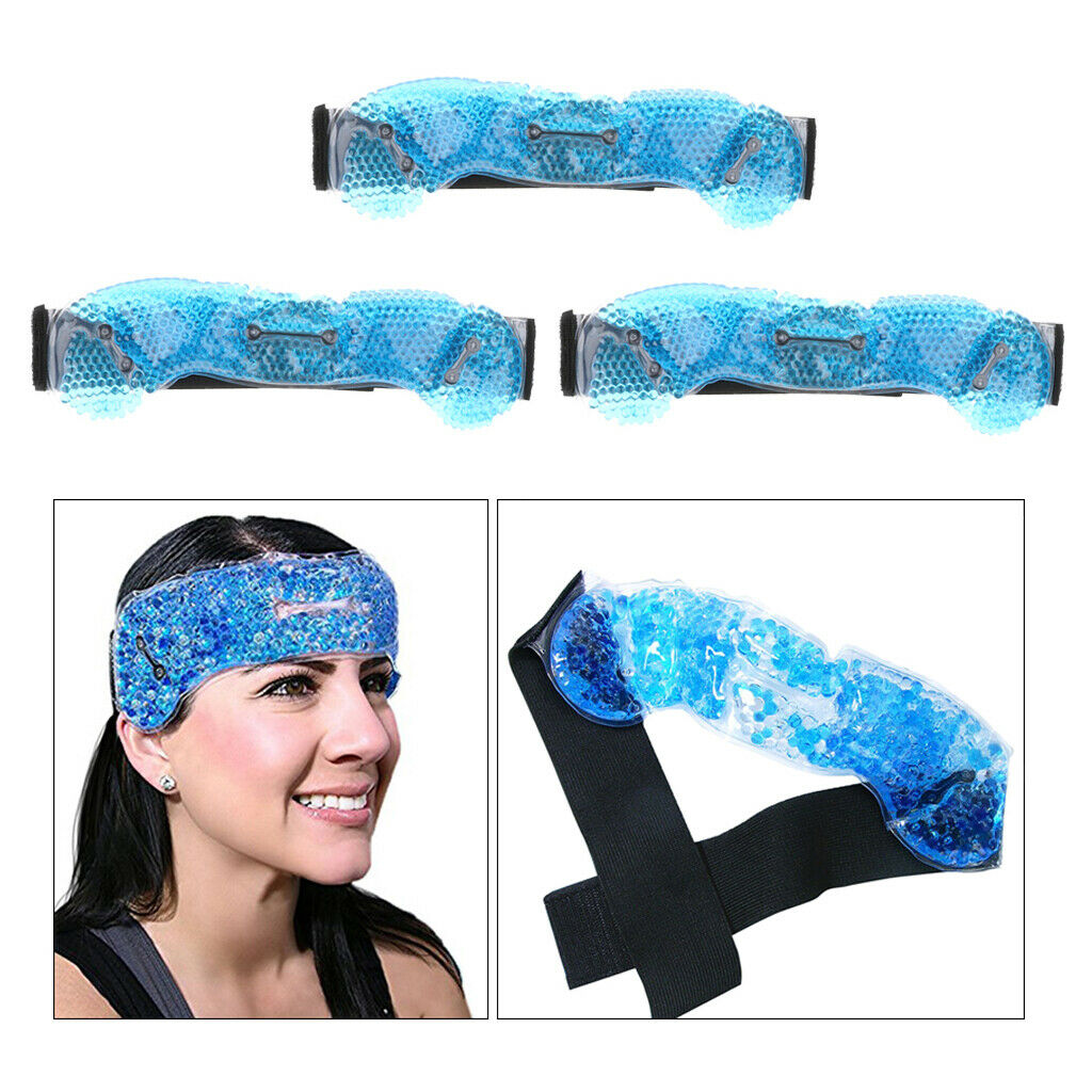 3x Reusable Hot and Cold Ice Pack Migraine Relief Wrap w/ Adjustable Strap
