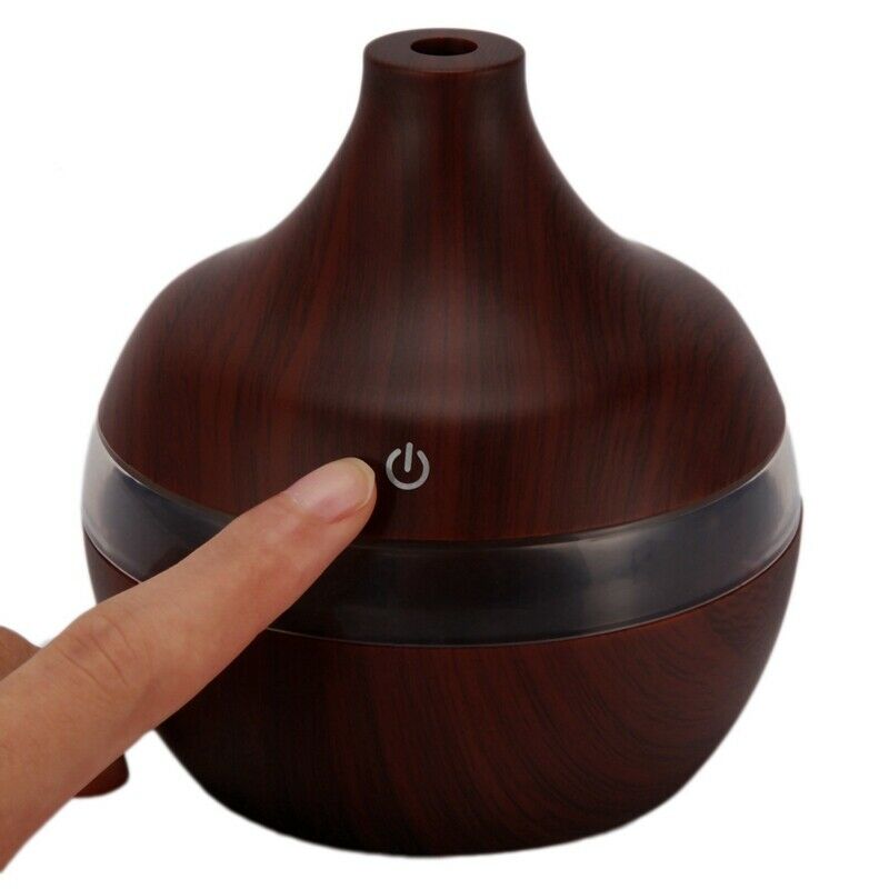 Usb 300Ml Aroma Humidifier Aromatherapy Wood Grain 7 Color Led Lights ElectricQ4