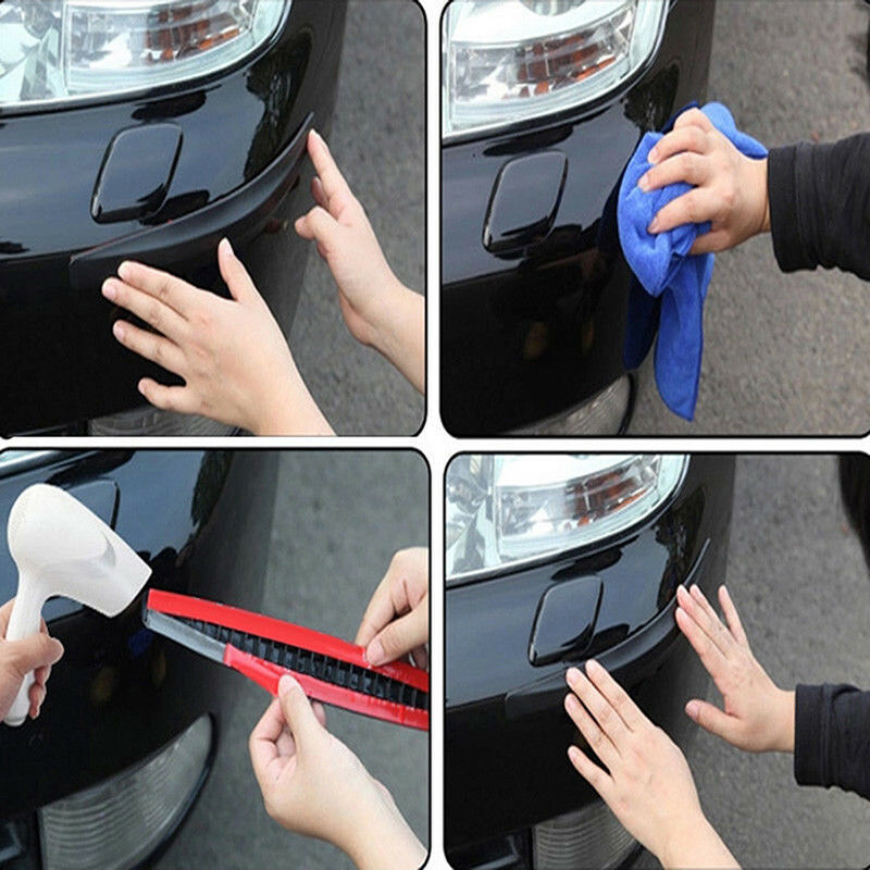2 Black Carbon Fiber Texture Anti-rub Protecto Car SUV Bumper Edge Guard Stri Tt
