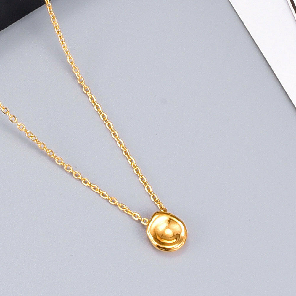 Woman Stainless Steel Elegant Golden Drop Pendant Charm Necklace Stunning Gift