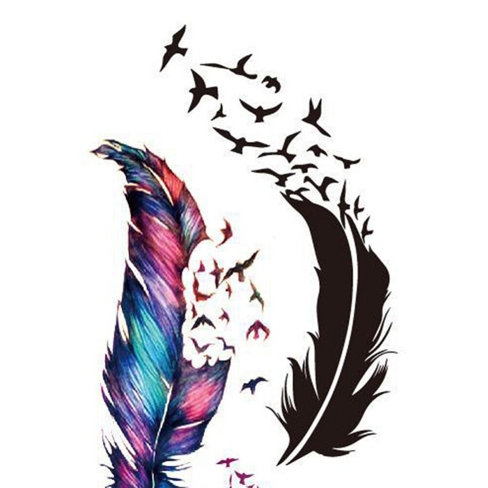 Cool Waterproof Tattoo Small Fresh Wild Goose Feather Pattern Tattoo Stick.l8