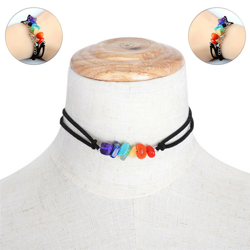 Ornaments Colorful Beads Necklace Yoga Buddha Beads Energy Seven Chakra .l8