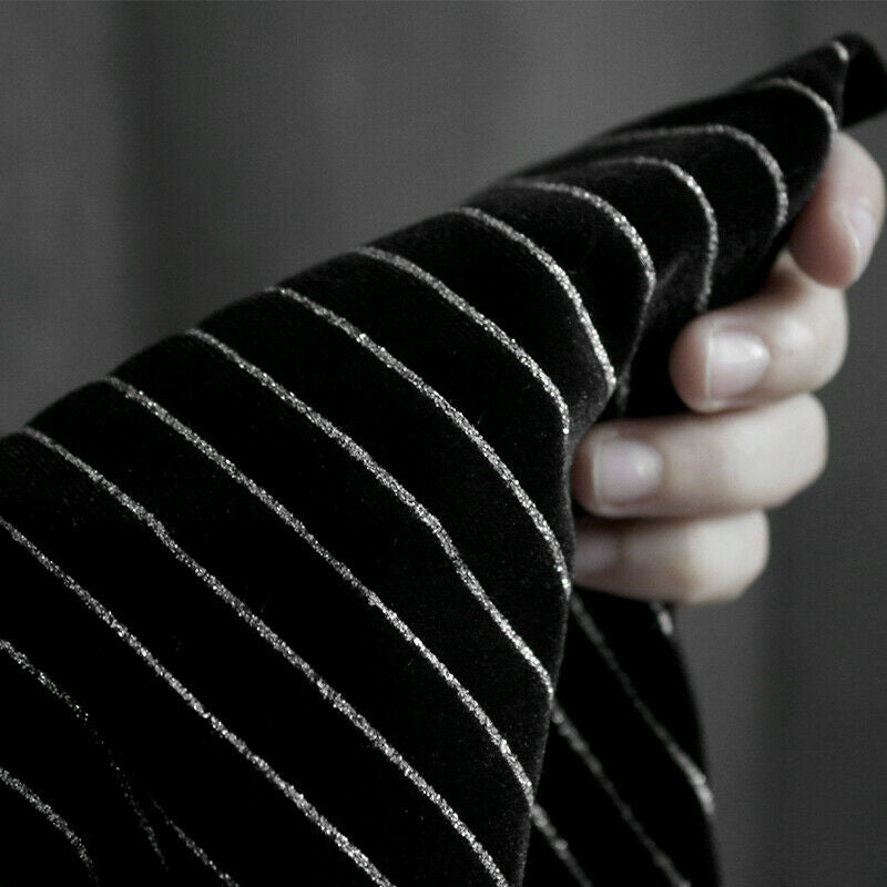 45*160cm Black Striped Velvet Cloth Fabric DIY Sewing Dress Clothing Material