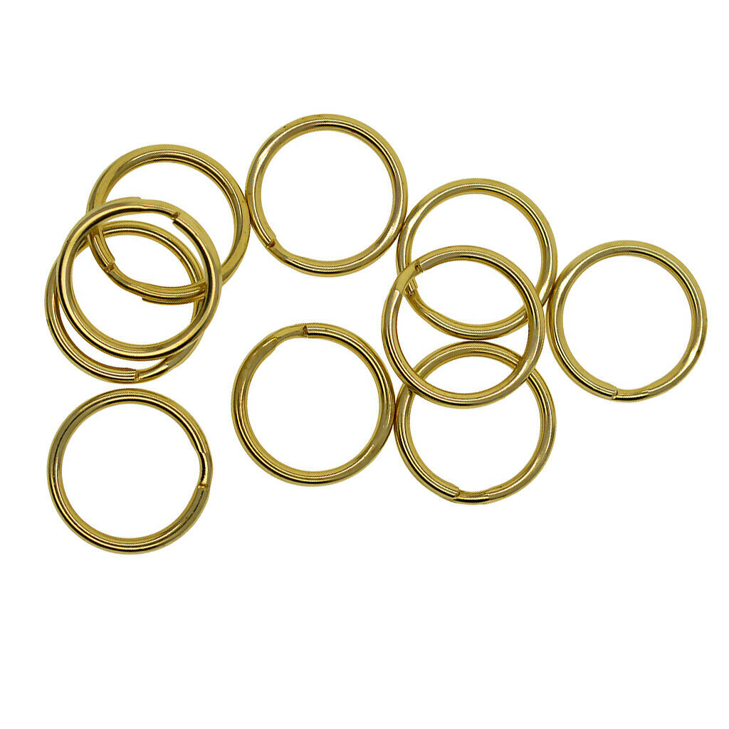 10 Pieces Round Solid Brass Split Key Ring Chain Hook Hardware Keyrings