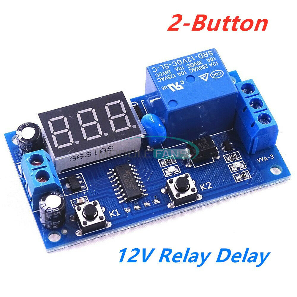 2-Button 3-digit LED DC12V Infinite Delay Timer Relay on/off Switch Loop Module