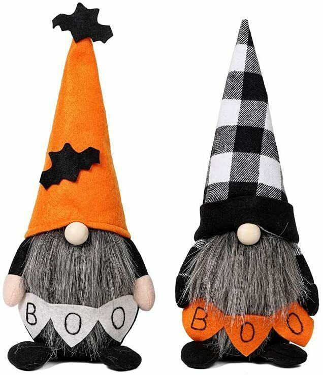 2Pcs Halloween Gnomes Plush Decor Ghost Faceless Gnome Pumpkin Tomte Decorations
