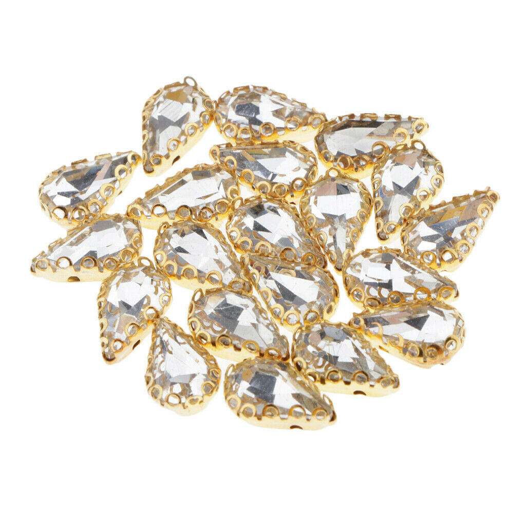 20pcs Loose Flatback Rhinestone Beads Buttons Crystal Trim Wedding Decor DIY