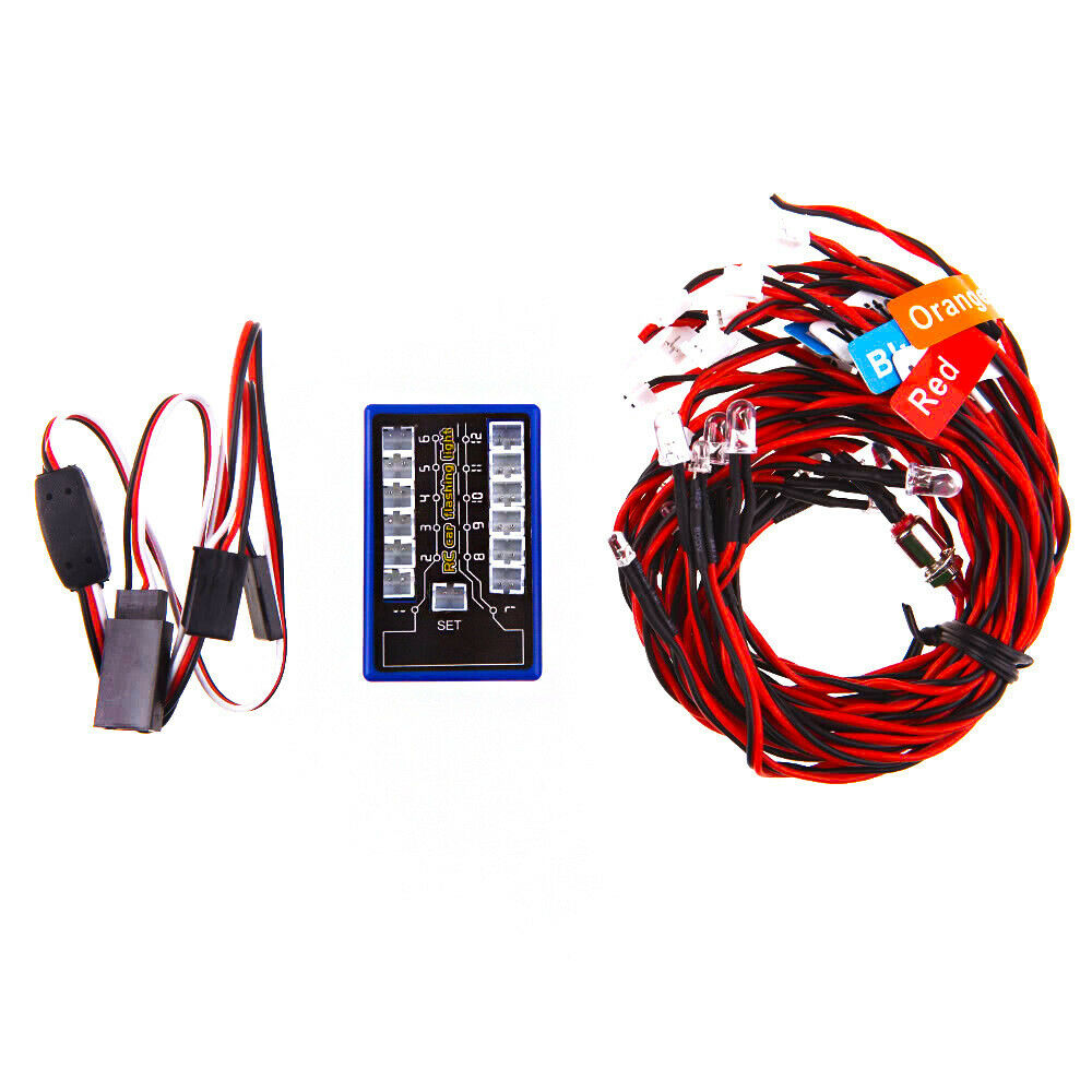 12 Ultra LED Flashing Bright Light Strobe Lamps Kit System for 1/10 1/8 Truck
