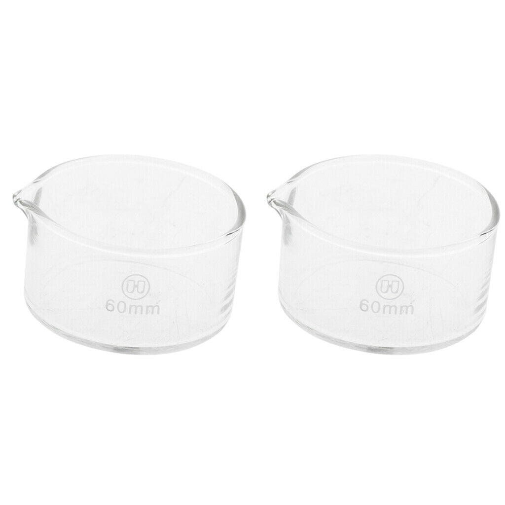 2 Pieces 60mm Reusable Glass Crystallizing Dishes, Borosilicate