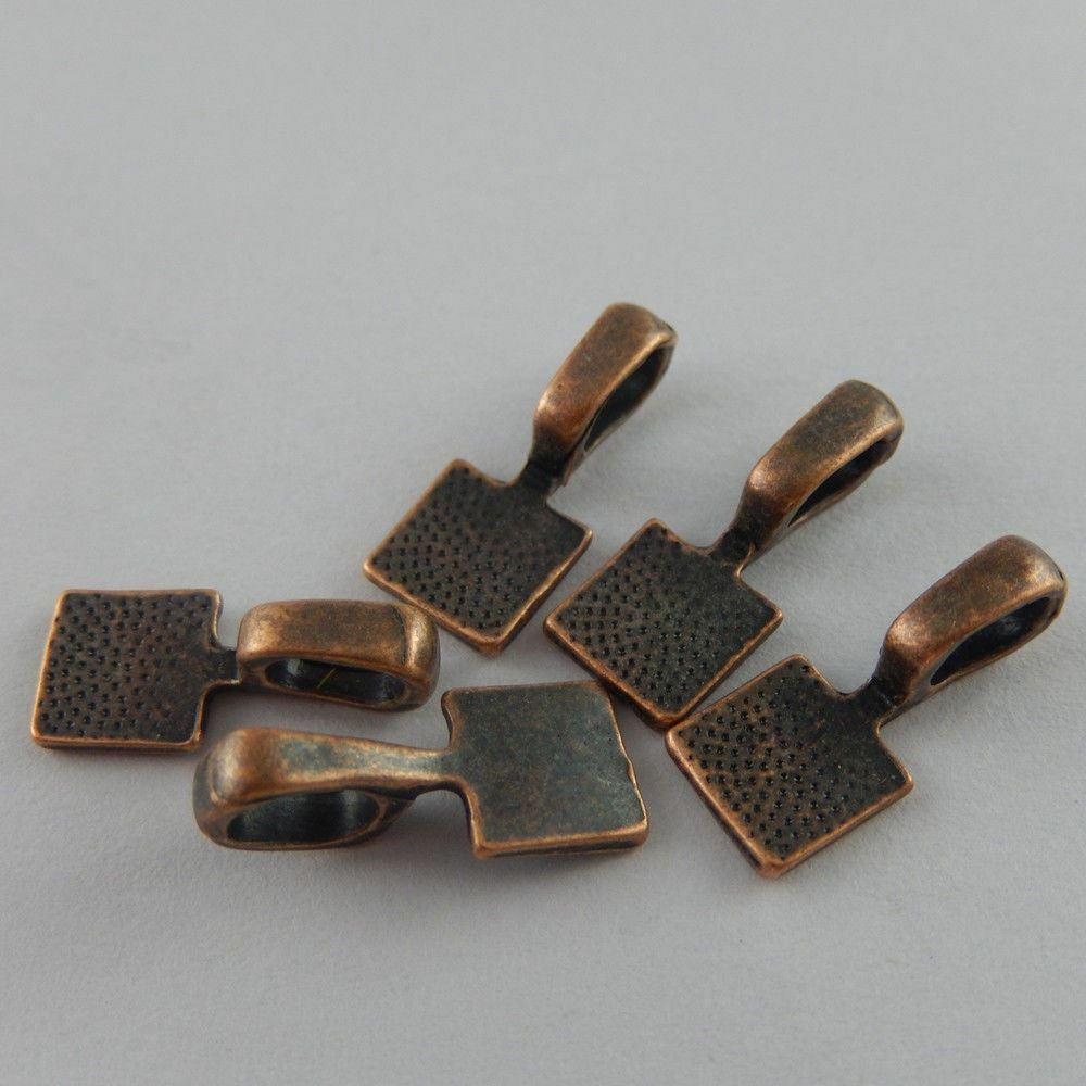 Antiqued Copper Tone Alloy Charm Glue On Bail Jewelry Findings 15*7mm 50pcs