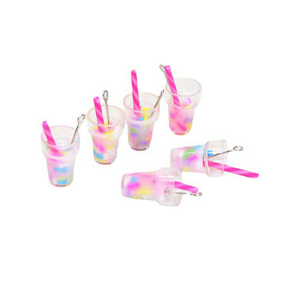 10Pcs Mini Milk Tea Charms DIY Epoxy Earrings Pendants Jewelry Craft Making Tool