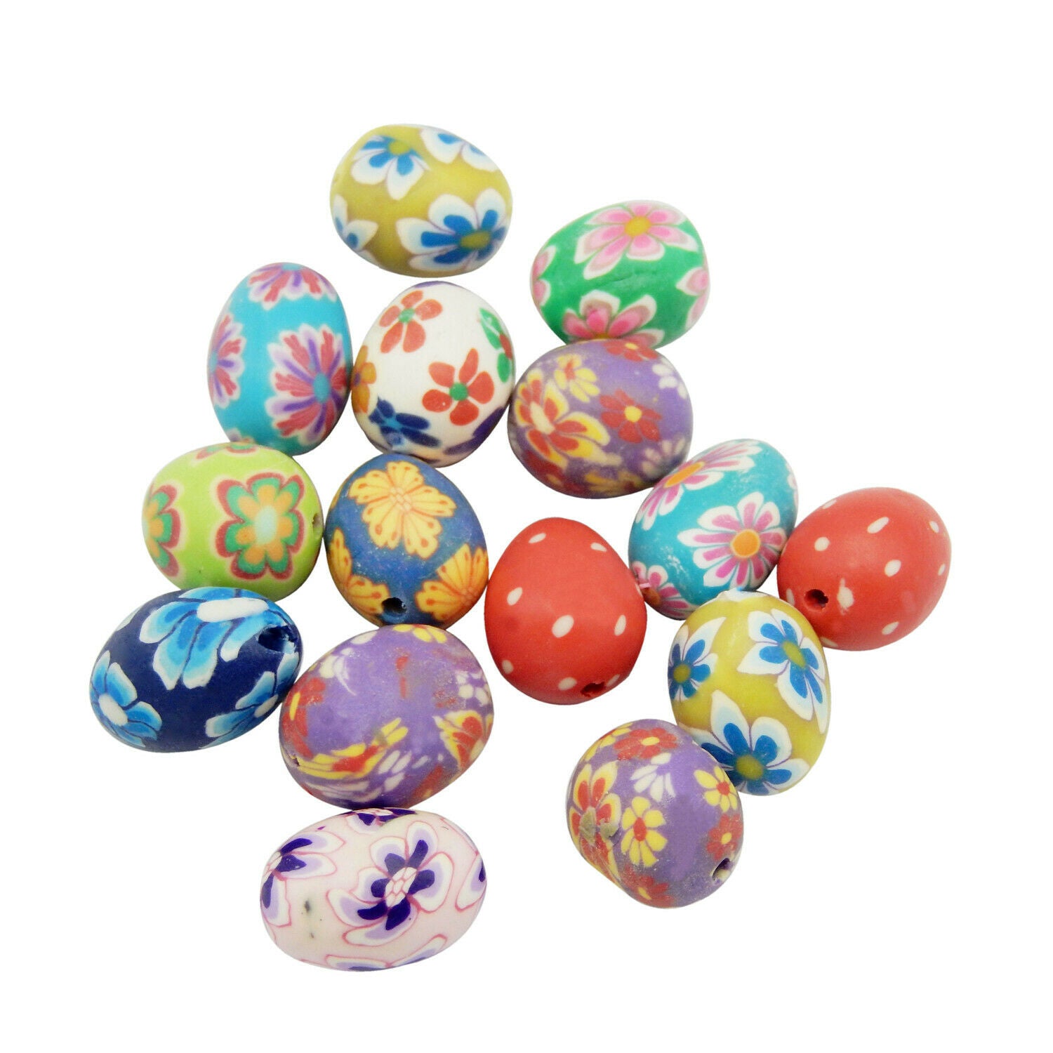 20pcs Assorted Polymer Clay Ovoid Spacer Bead Loose Bead Bracelet Making 15*10mm