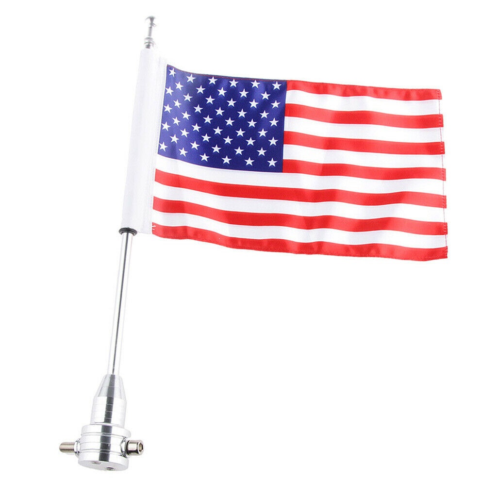 Motorcycle American USA Flag With Diamond Plate Pole Bolts For  1200