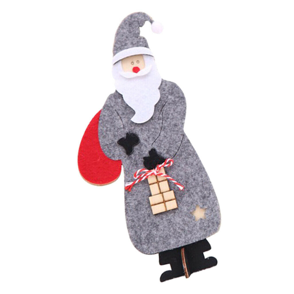 Christmas Felt Santa Claus Wooden Table Decoration Christmas Ornaments Grey
