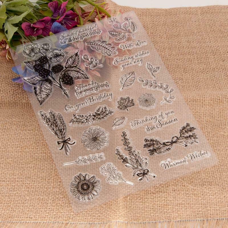 Wheat Flower Seal Stamp with Cutting Dies Stencil DIY Scrapbooking Emboss Photo