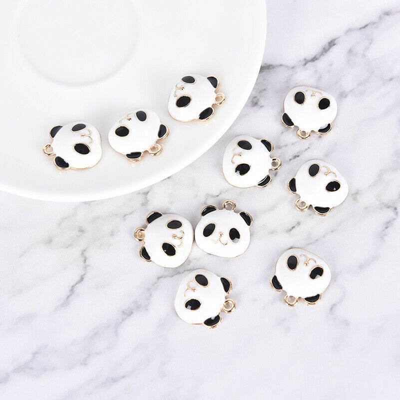 10Pcs/Set Cute Panda Animals Alloy Enamel Charms Pendant DIY Craft Jewelry G Kt