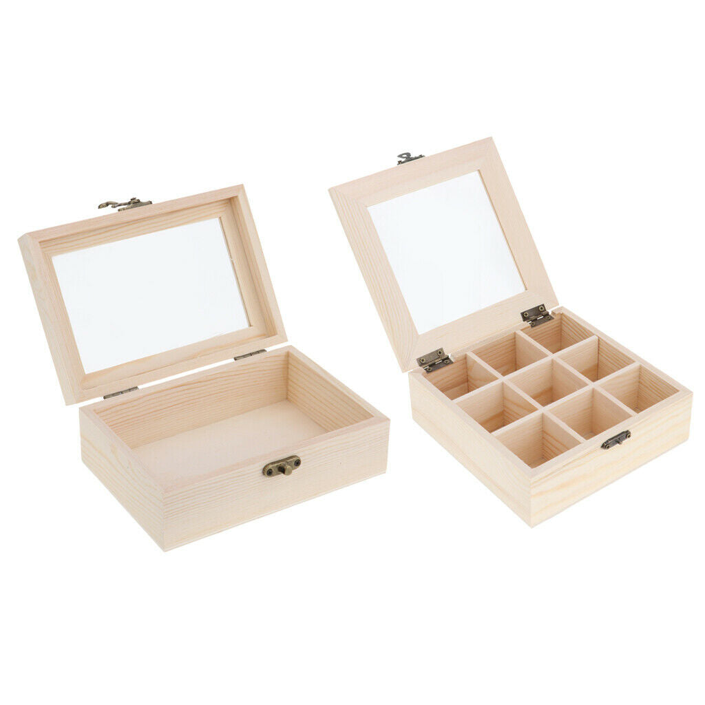 2Pcs Practical Wooden Jewelry Case Jewerly Holder Women Gift Earring Necklace