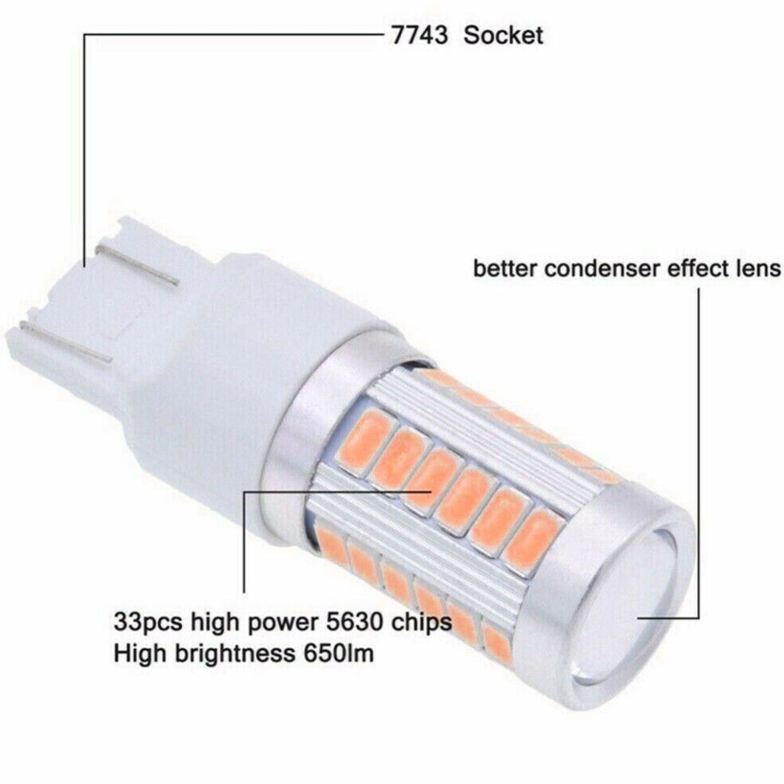4X T20 7440 7443 W21W 33SMD LED Canbus Car Reverse DRL Backup Brake Light