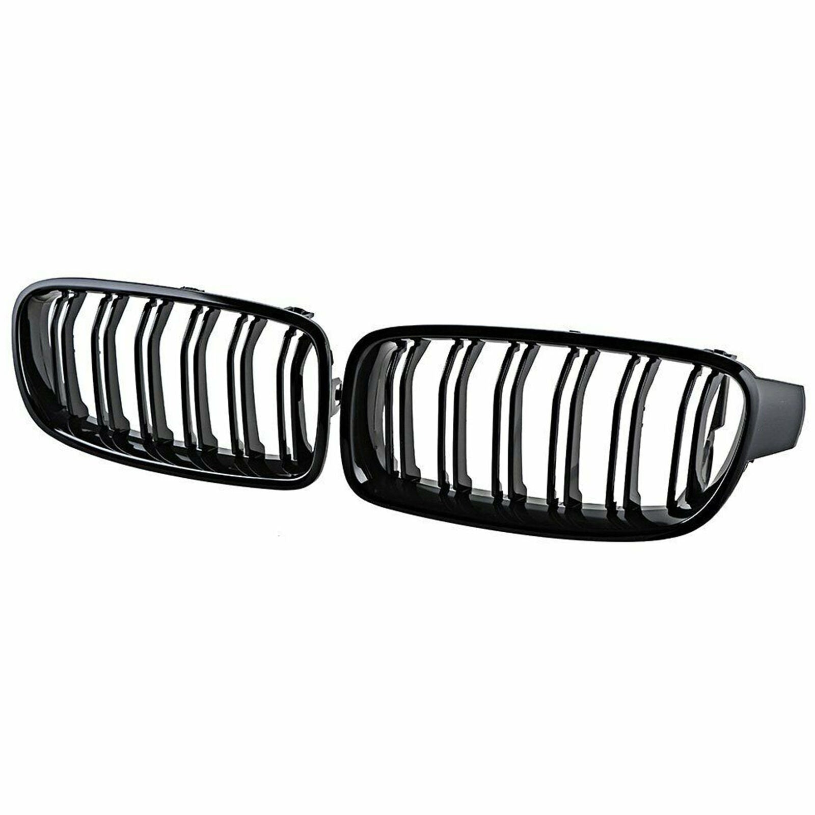 Front Bumper Kidney Grill Grille For BMW F30 F31 F35 3 Series Gloss Black 2 Line